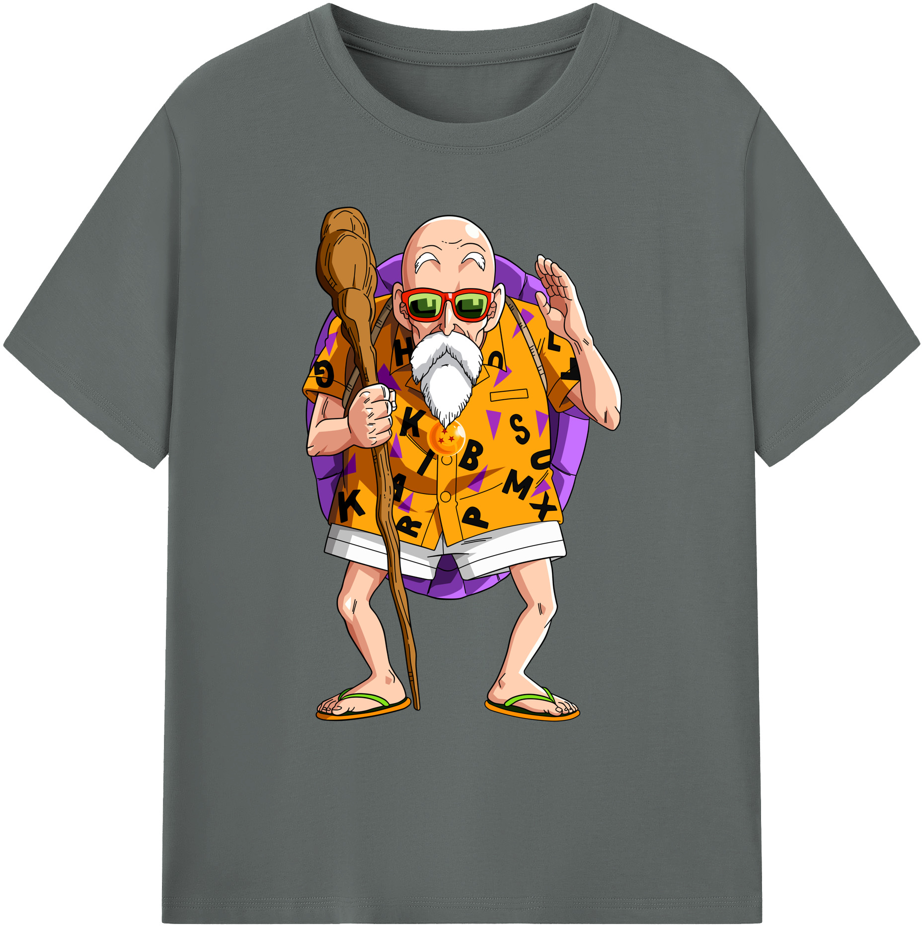 （画像用） ドラゴンボール 亀仙人（かめせんにん） DRAGON BALL Master Roshi Kame Sennin 綿100％ メンズ半袖Tシャツ｜肌触りやわらか＆通気性